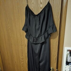 Black Ruffled Tube Top Jumpsuit